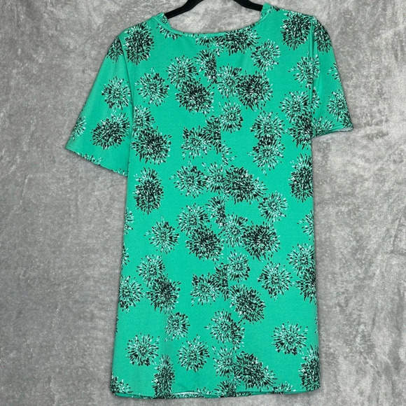 Lane Bryant 14 16 XL Shirt Top Green Floral Short Sleeve Keyhole Round Neck - Picture 4 of 7